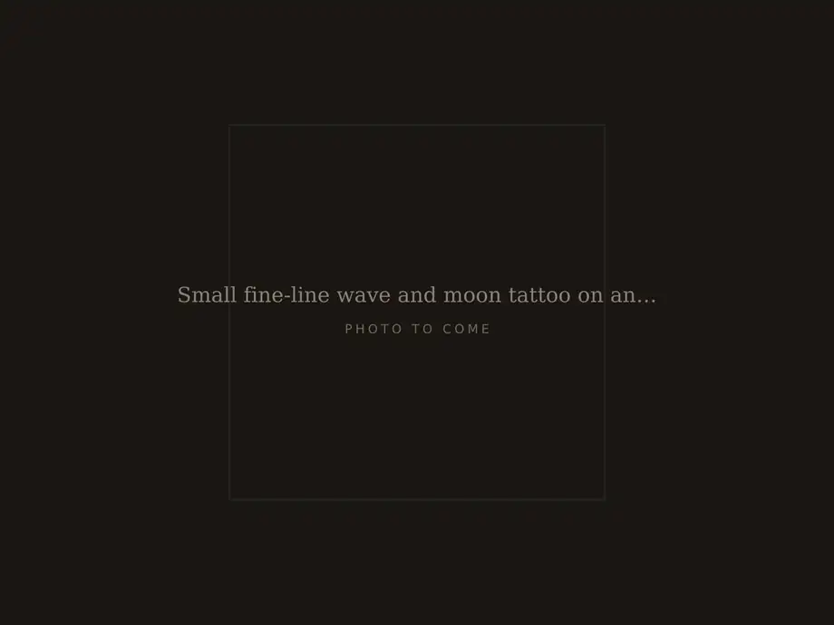 Small fine-line wave and moon tattoo on an ankle